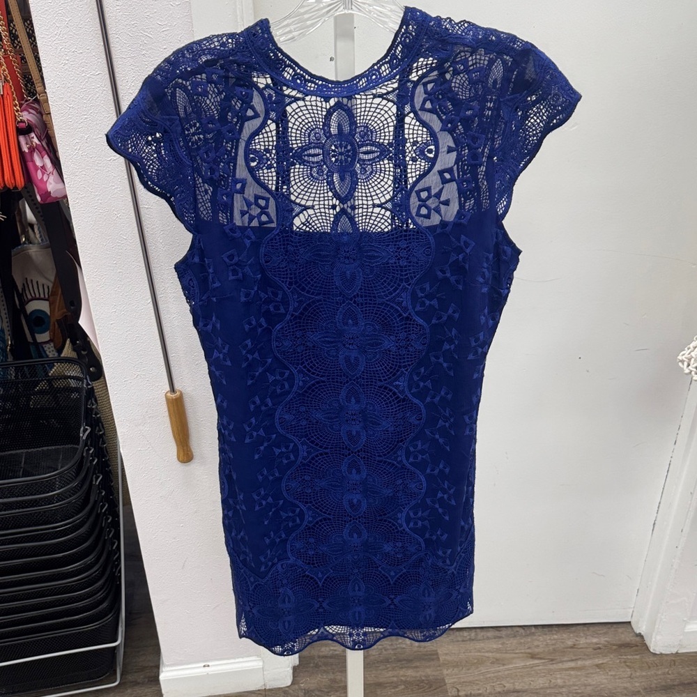 SAYLOR Blue Lace Mini Dress Size Small